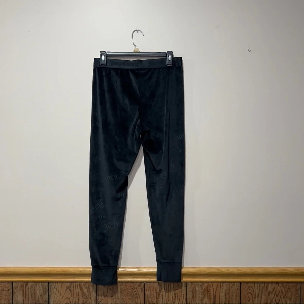 JUICY COUTURE Size M Sleepwear Velour Luxe Fitted Sleep Bottoms Black Em…